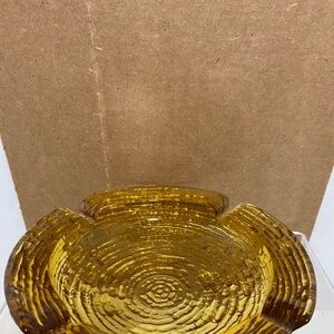 Vintage anchor, hocking glass ashtray, Serreno, honey Amber mid-century 6 3/8”